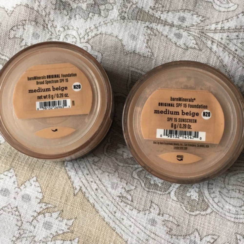 2X Bareminerals BareEscentuals Medium Beige Foundation N20 SPF 15 NEW 2- PACK